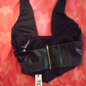 Stylish vegan leather crop top